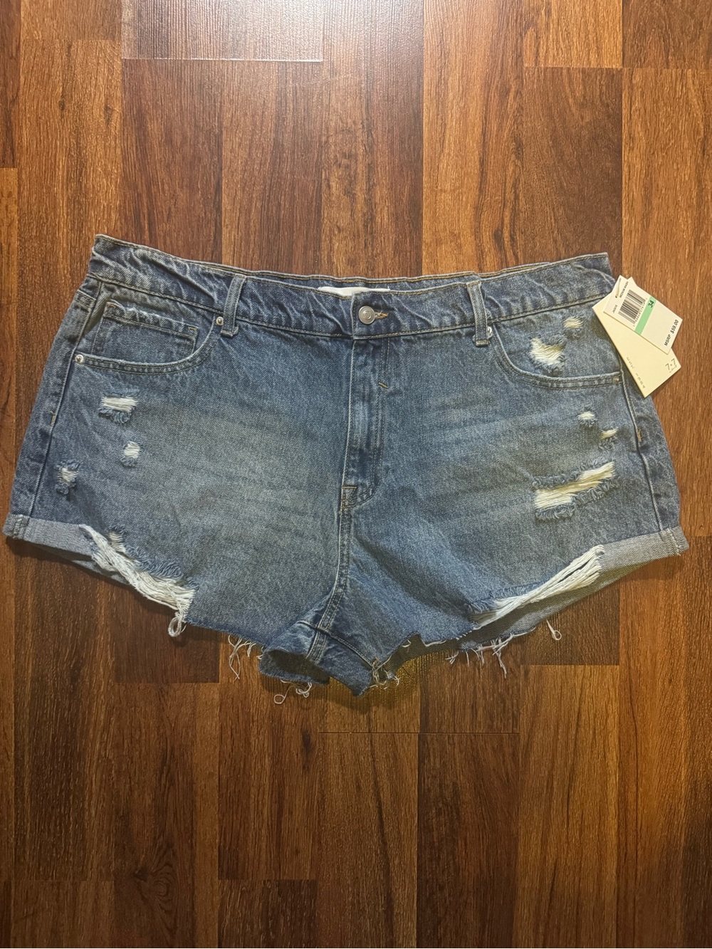 Seven7 Distressed Denim Jean Shorts - Blue